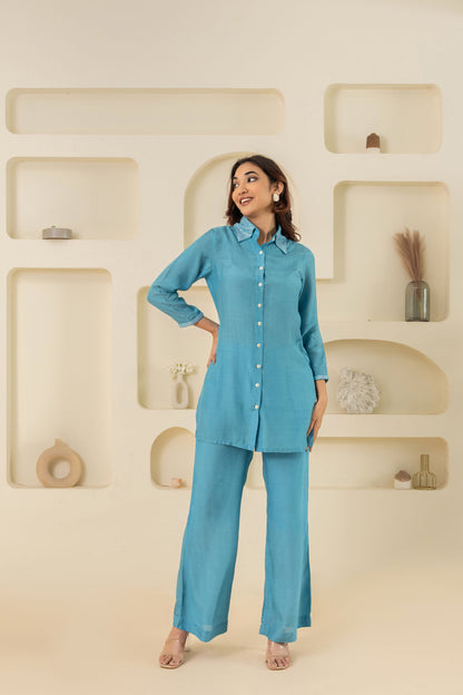 SHREYA SHARMA IN BLUE SEQUIN COTTON CO-ORD SET