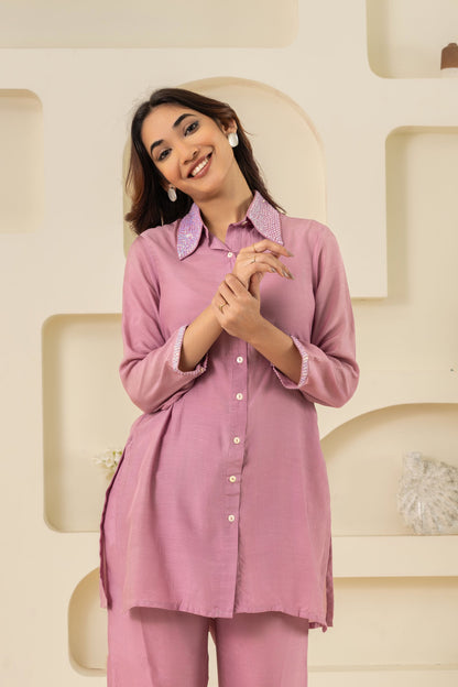 SHREYA SHARMA IN PURPLE SEQUIN COTTON CO-ORD SET