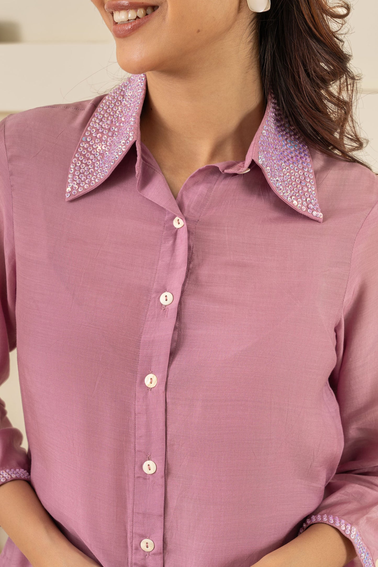 SHREYA SHARMA IN PURPLE SEQUIN COTTON CO-ORD SET