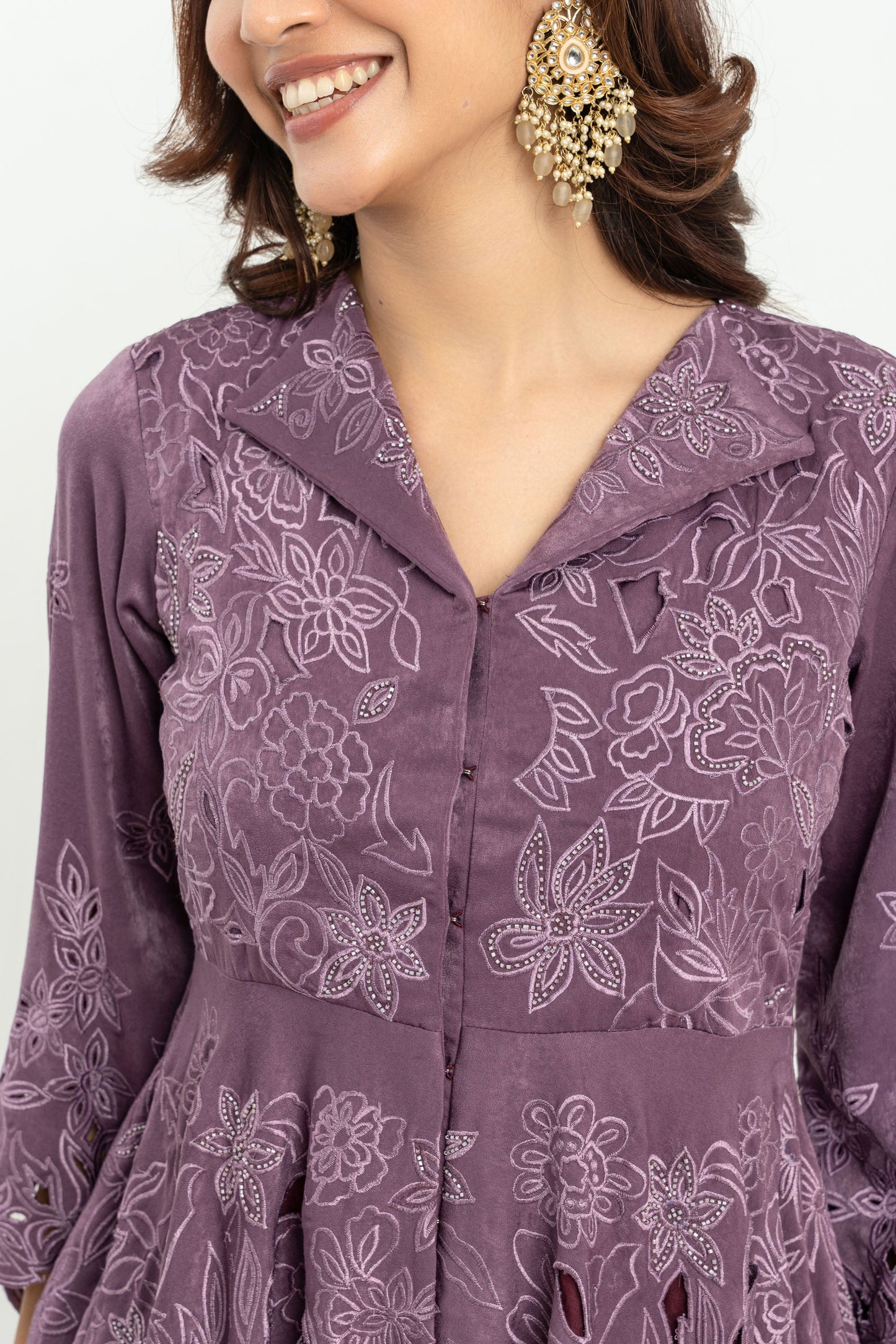 PURPPLE PEPLUM & PLAZO SET