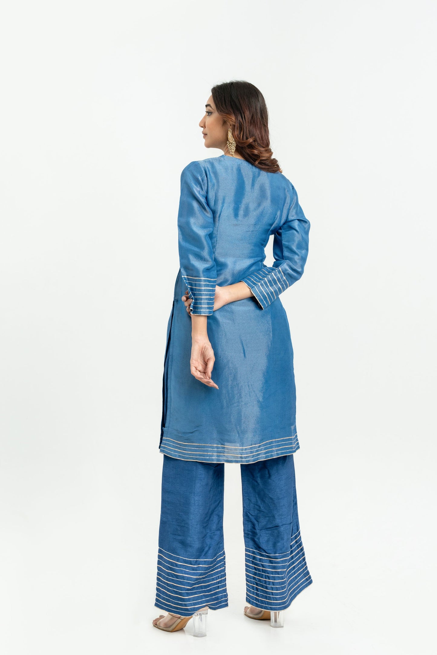 BLUE ZARI TUNIC SET