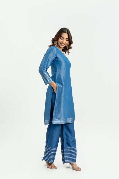 BLUE ZARI TUNIC SET