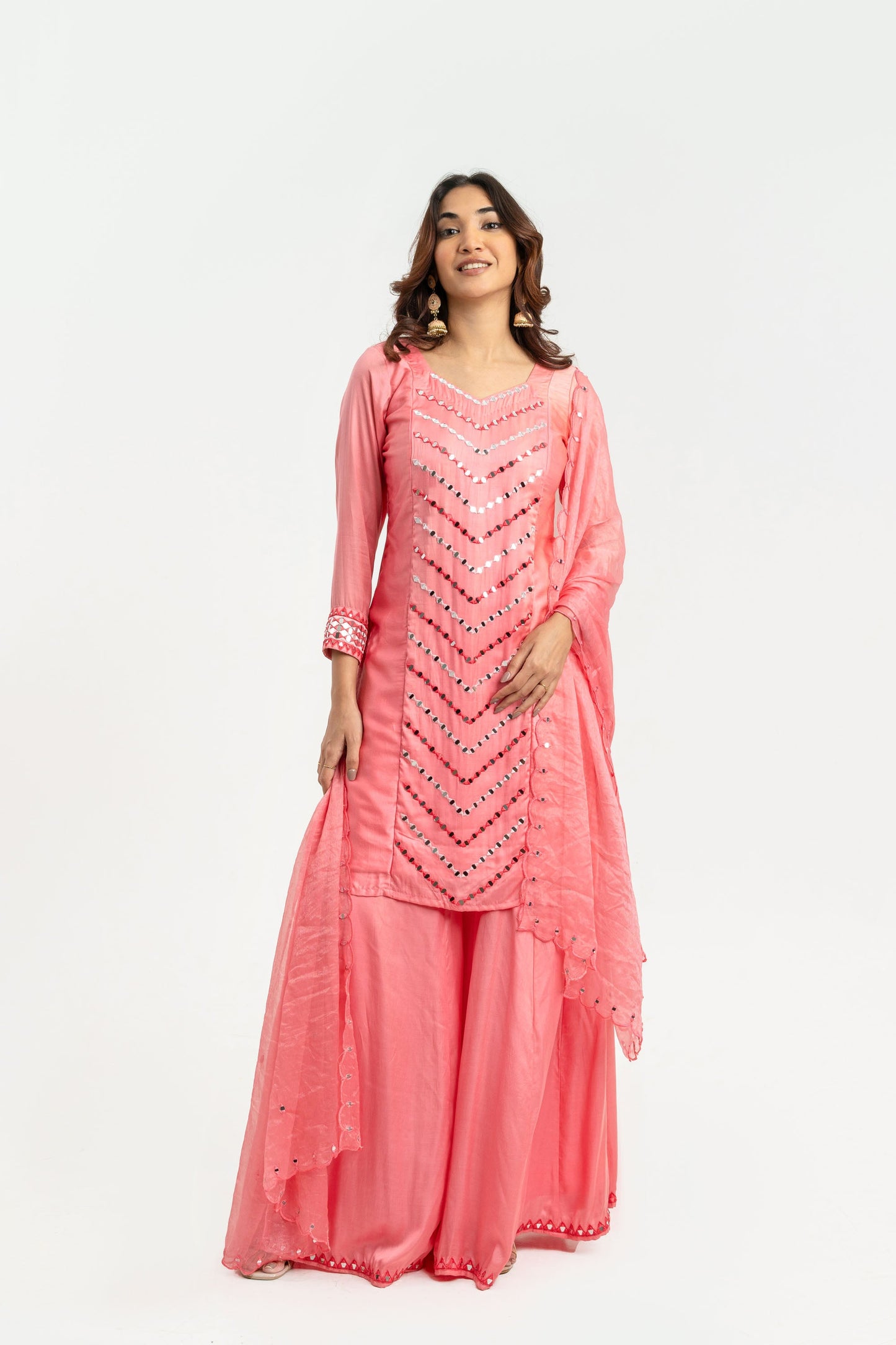 PINK MIRROR KURTA SET