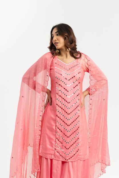 PINK MIRROR KURTA SET