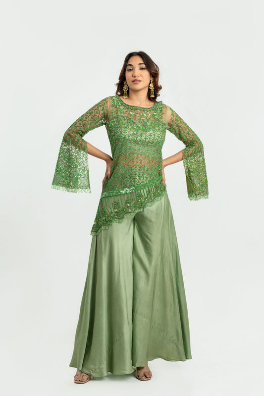 GREEN EMBELLISHED 3PCS SET