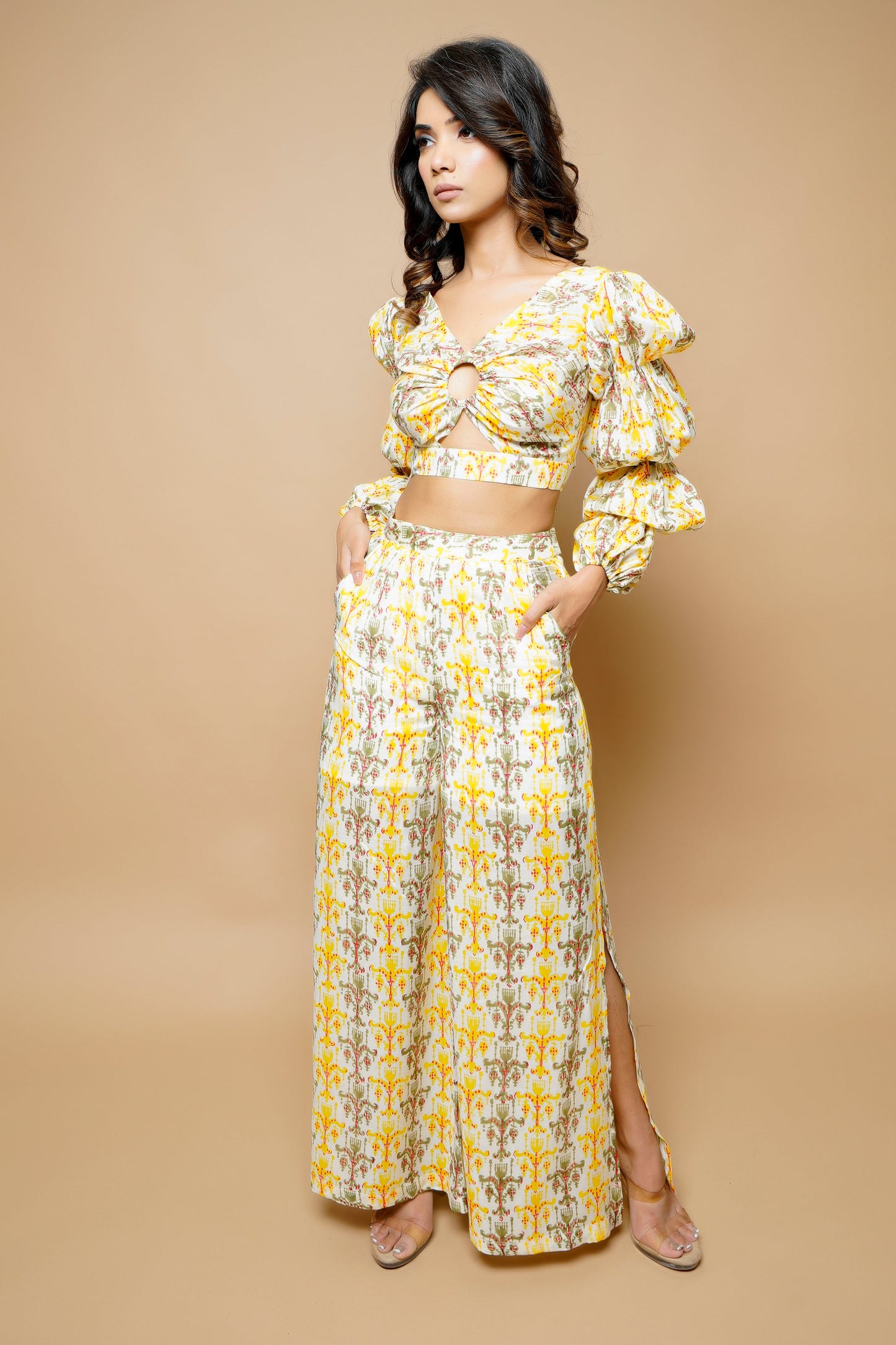 Yellow Block Printed Co-Ord