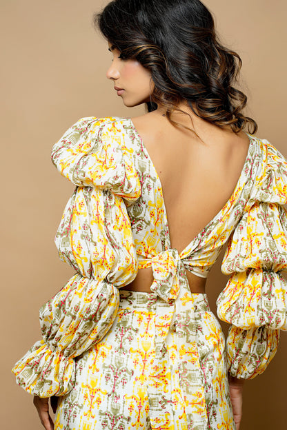 Yellow Block Printed Co-Ord