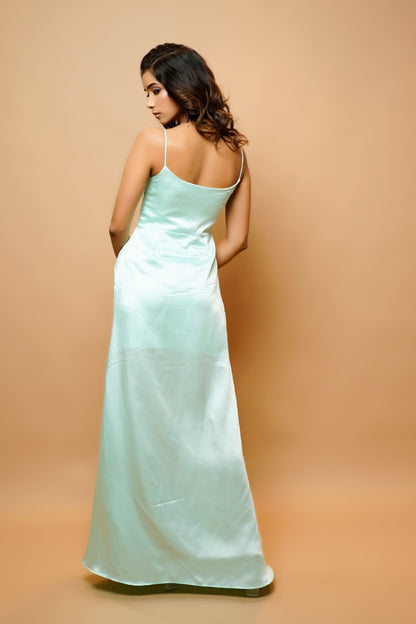 Mint Green Floor Length Straps Sheath Prom Dress