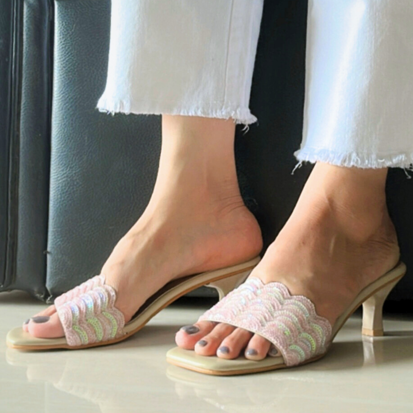 Pink Scallop Heels