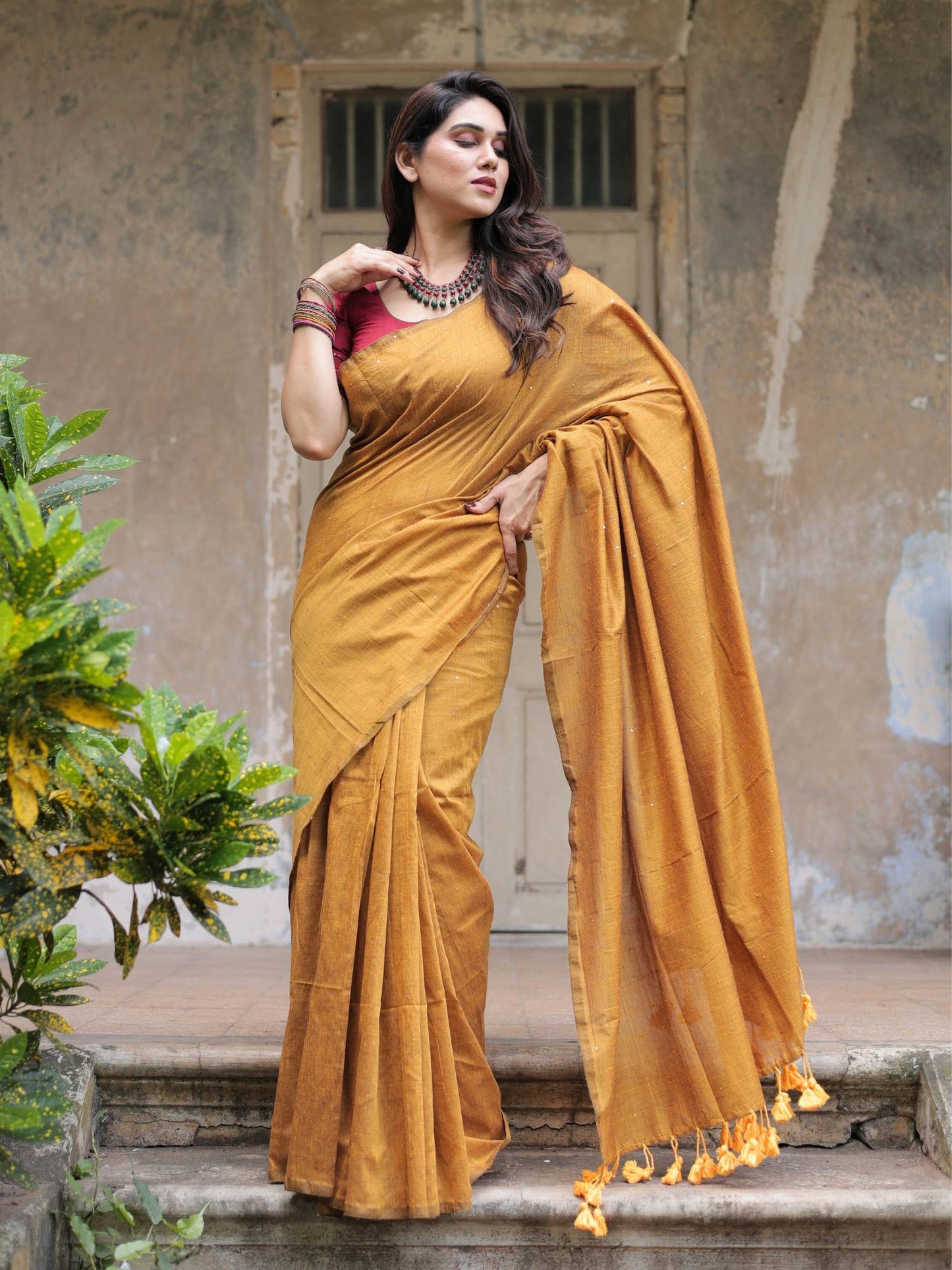 Devi golden saree with blouse