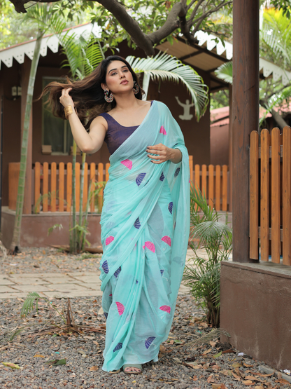 Suhani embroidered cotton saree with blouse