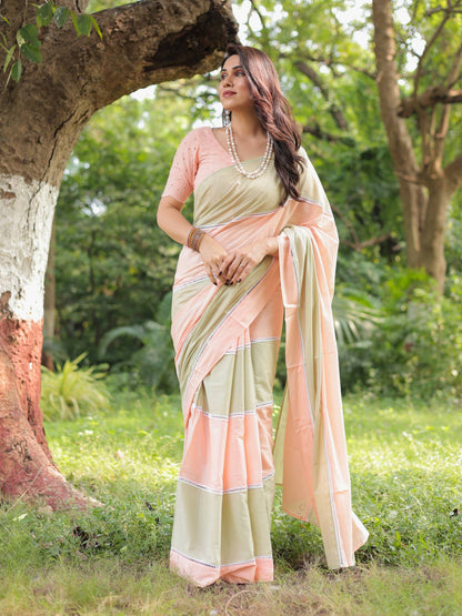 Cassata multi colour cotton saree with blouse