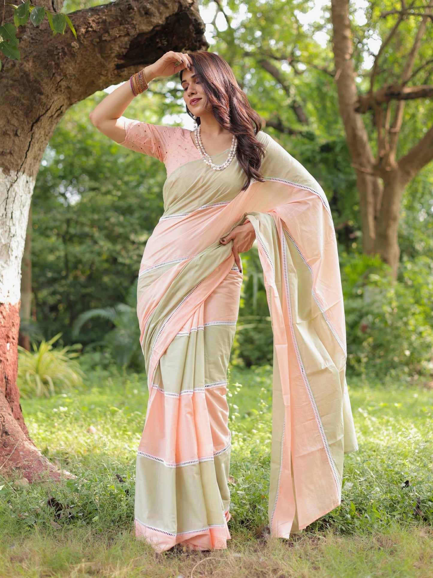 Cassata multi colour cotton saree with blouse