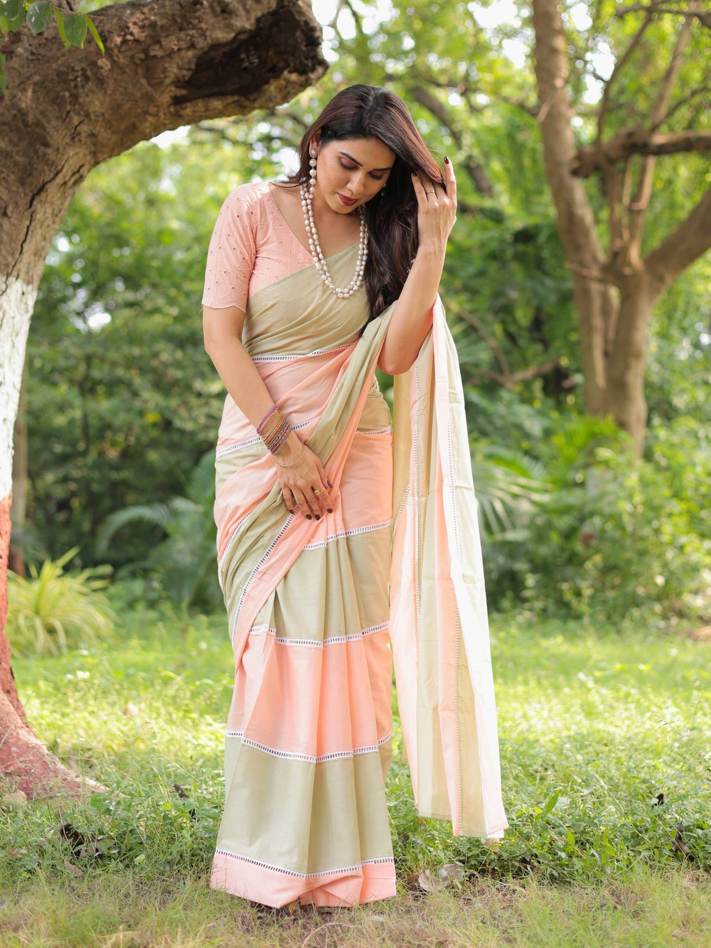 Cassata multi colour cotton saree with blouse