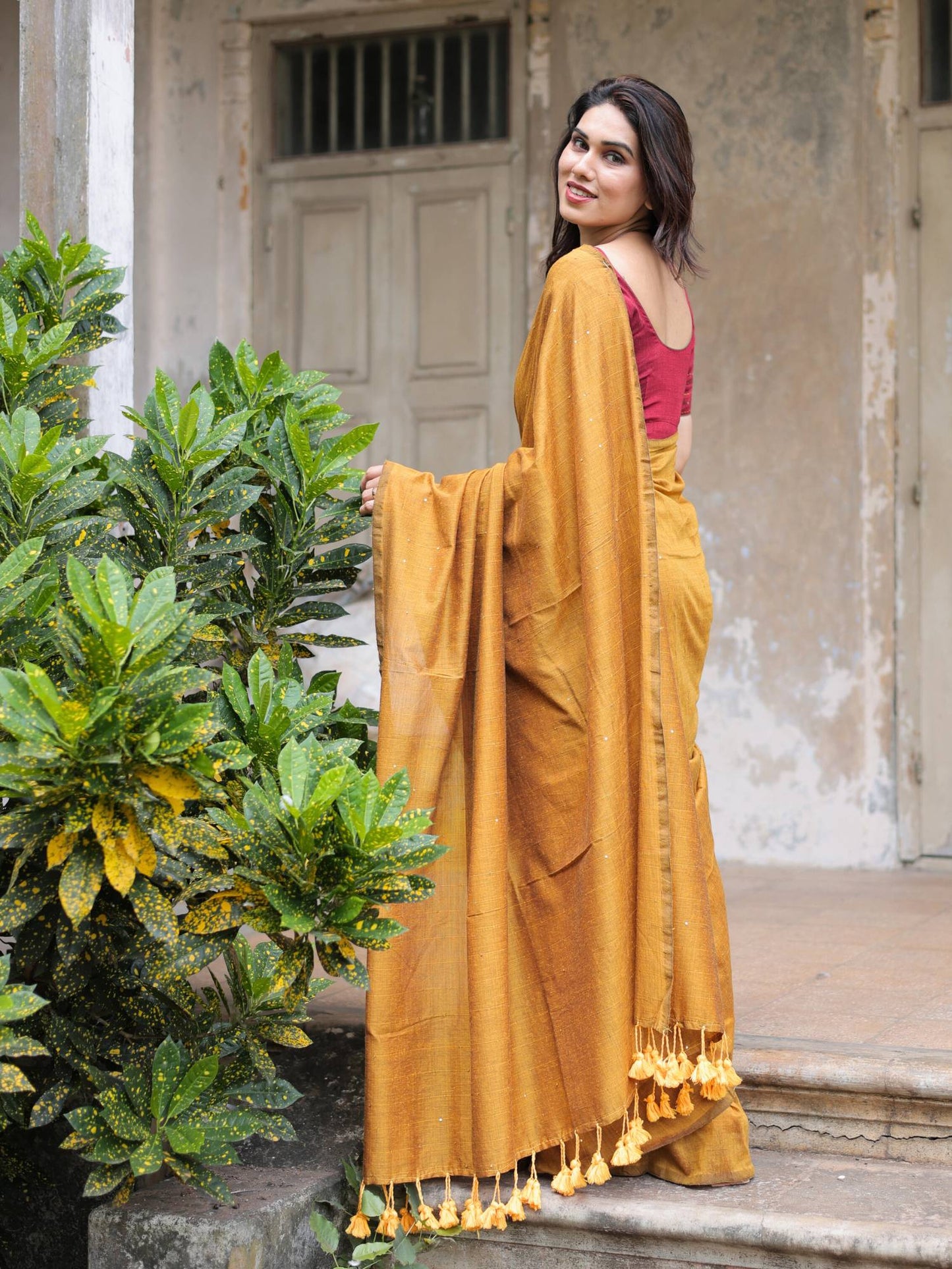 Devi golden saree with blouse