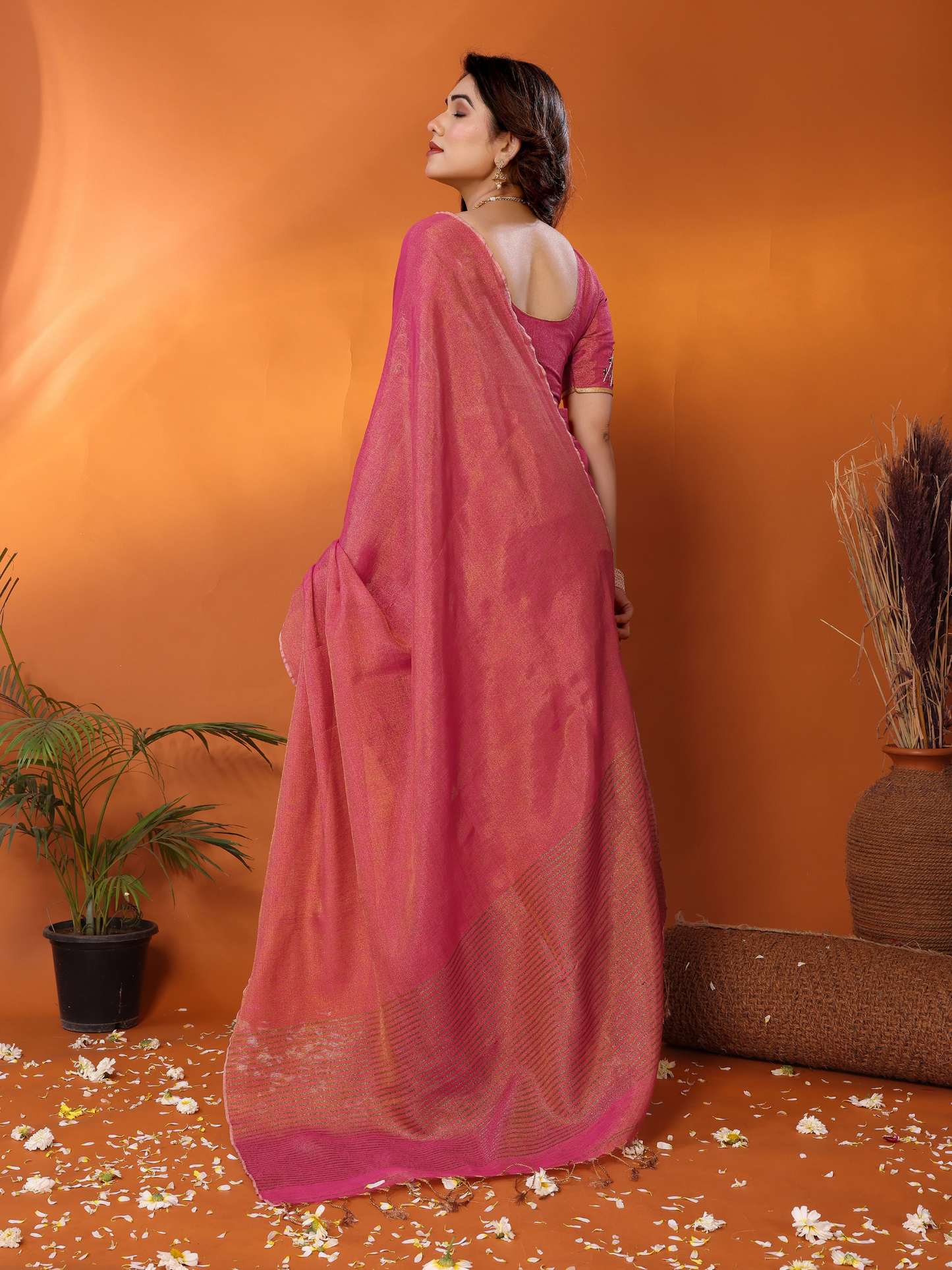 Padmani tissue saree with embroidered blouse