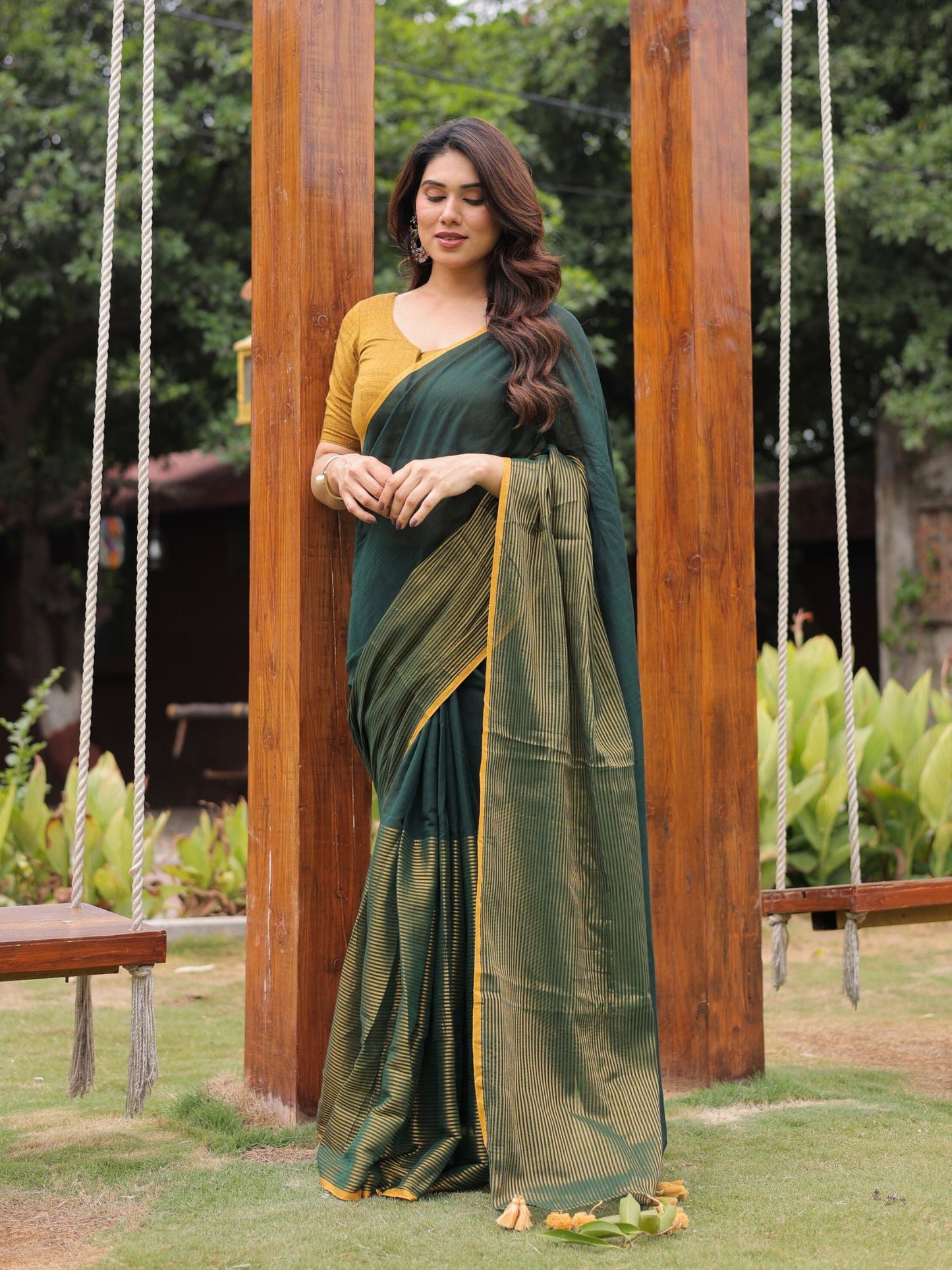 Kachi Kairi cotton zari saree with blouse