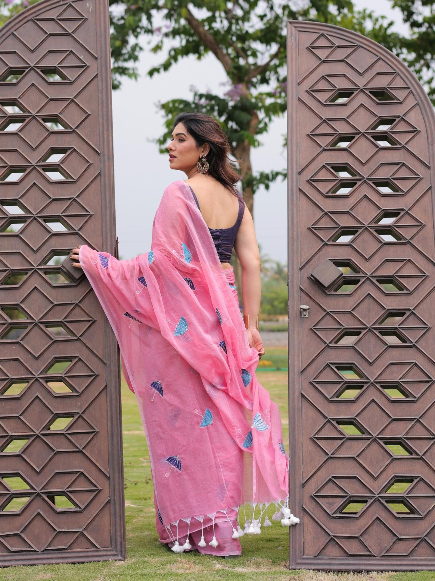 Rim Jhim cotton embroidery saree with blouse