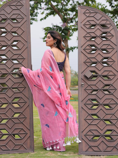 Rim Jhim cotton embroidery saree with blouse