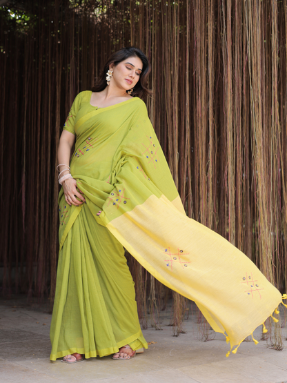 XOXO cotton embroidered saree with blouse