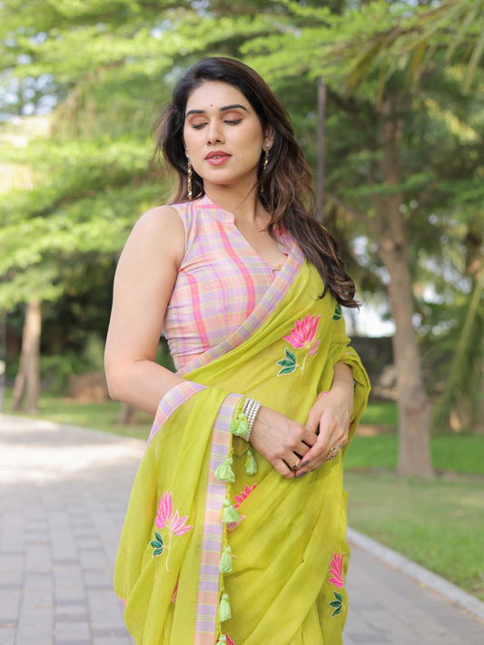 Totta Pari cotton embroidered saree with blouse