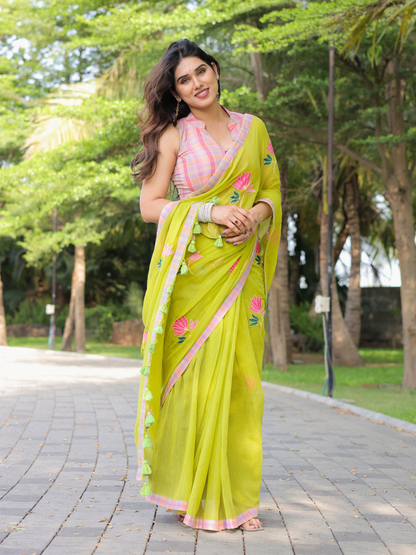 Totta Pari cotton embroidered saree with blouse