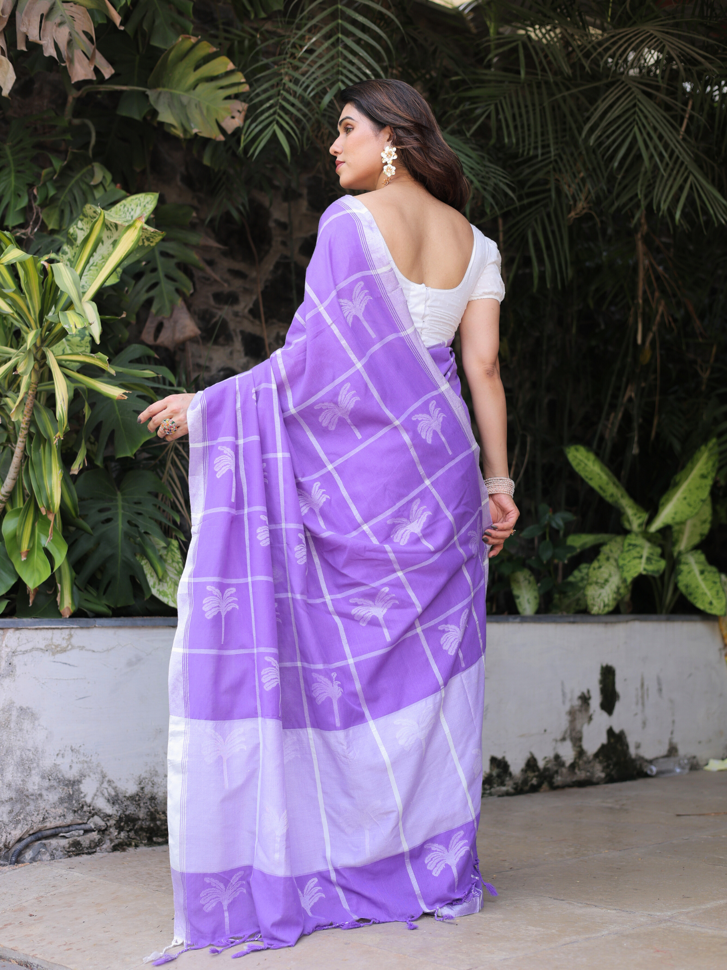 Narikela purple cotton saree with blouse