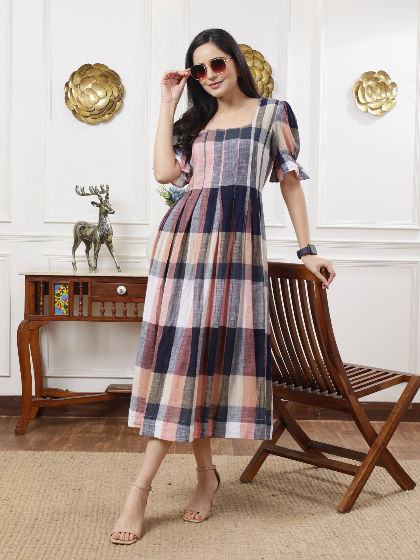 Checkmate- box pleated dress