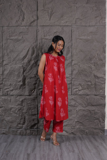 Rose Noir Red Kurta Coord Set (Set of 2)