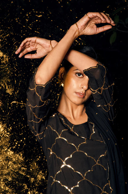 Vrinda Sequin Kurta Sharara With Dupatta - Set Of 3