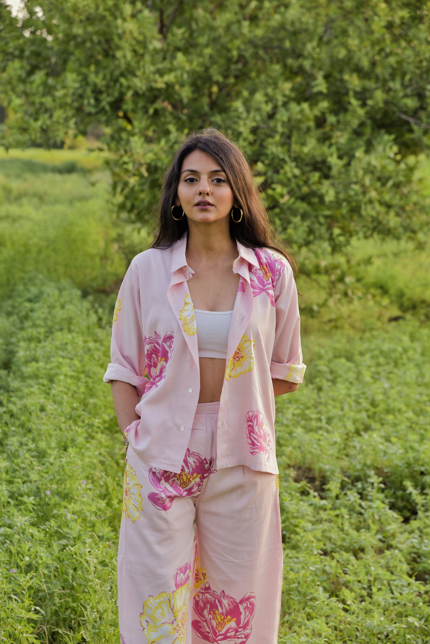 Veronica Shirt - Charming Pink Floral Printed Shirt