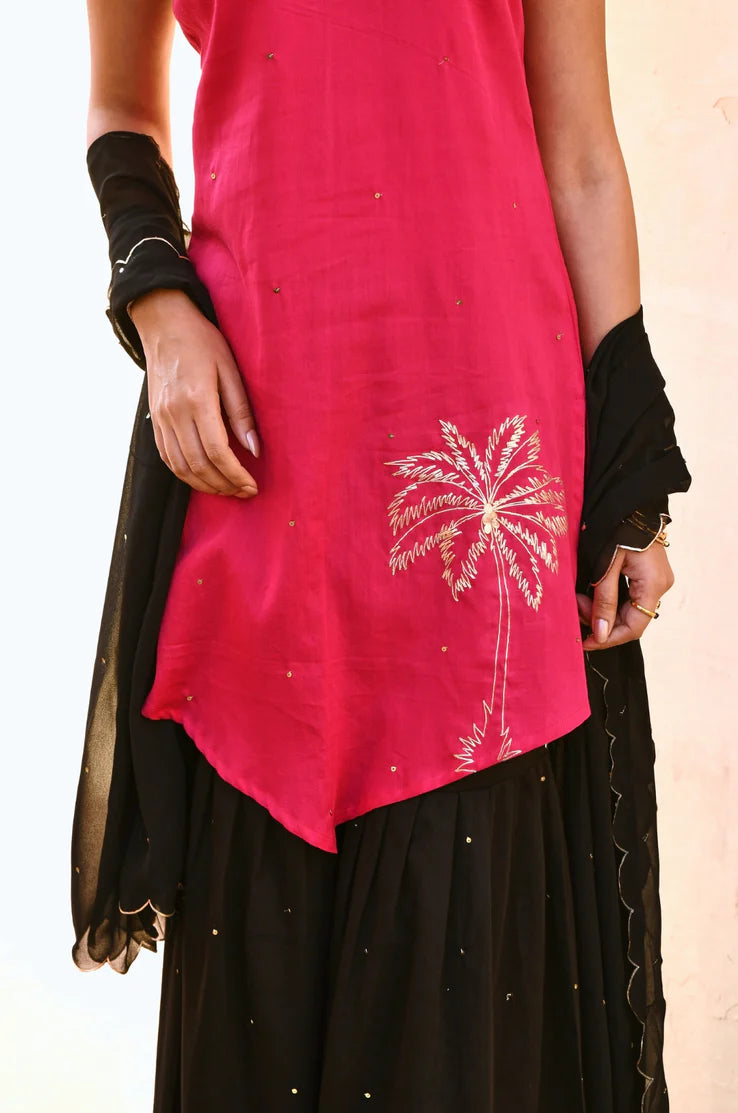 Visha Sequin Embroidered Kurta-Sharara with Dupatta
