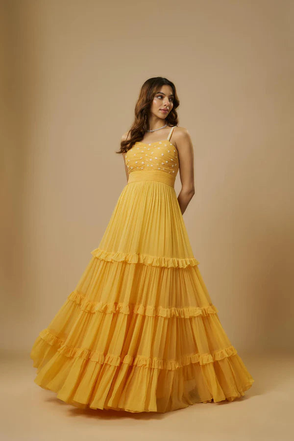 Yellow Embroidered Gown