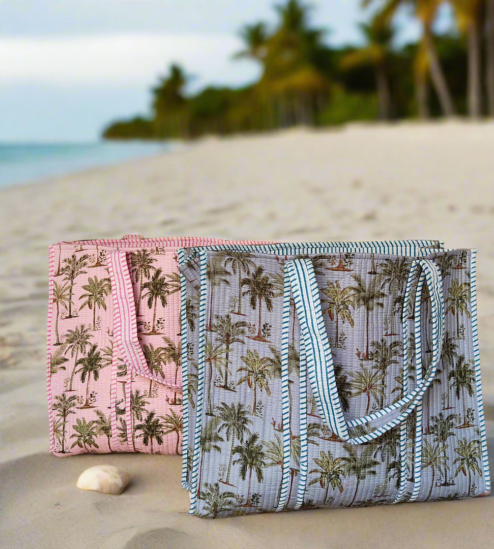 Coastal Grey Palm Tote