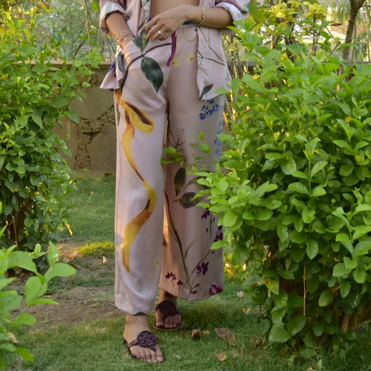 Clara Pants - Onion Pink Floral Printed Pants