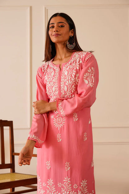 Charming Pink Modal Straight Kurta