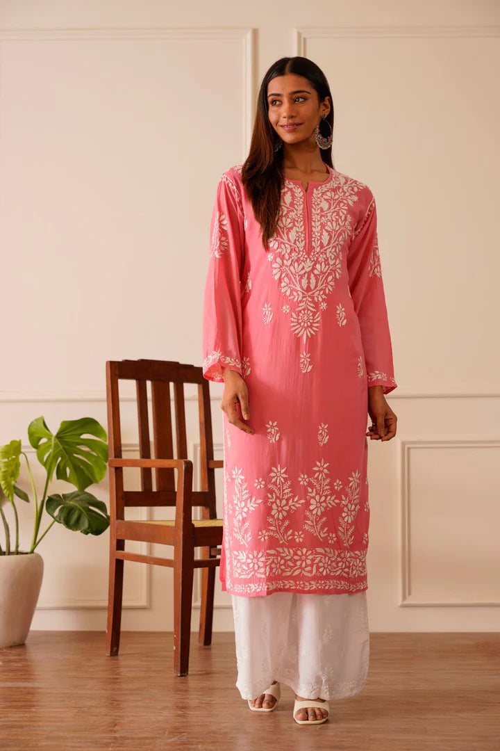 Charming Pink Modal Straight Kurta