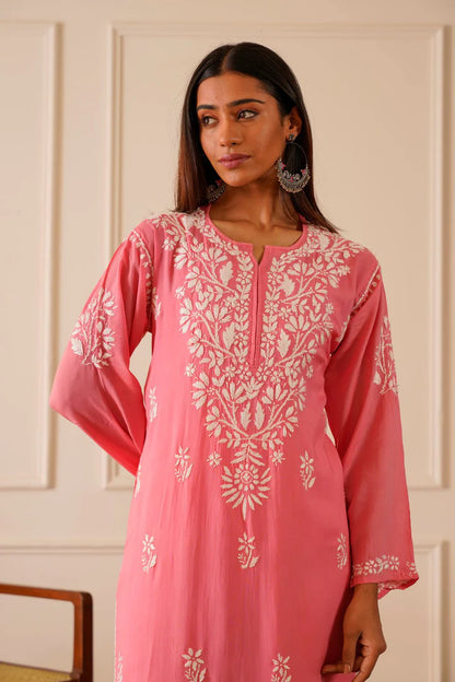 Charming Pink Modal Straight Kurta