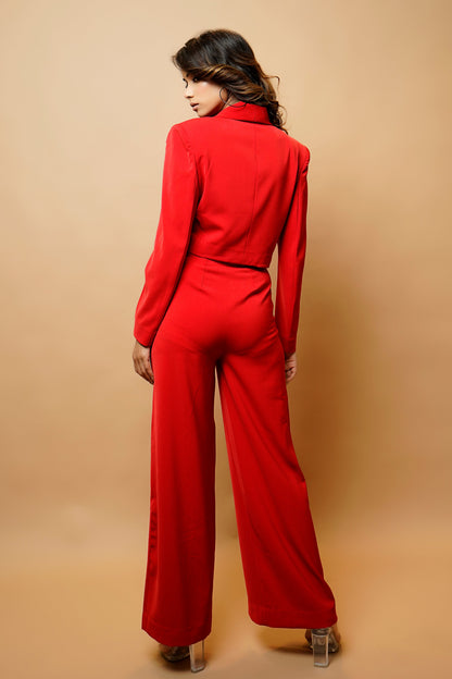 Hot Red Short Coat And Pant