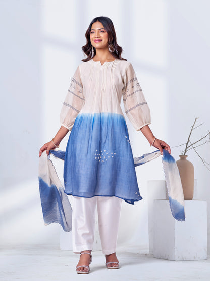 Ombre Pure Silk Mul 3-Piece Kurti Set