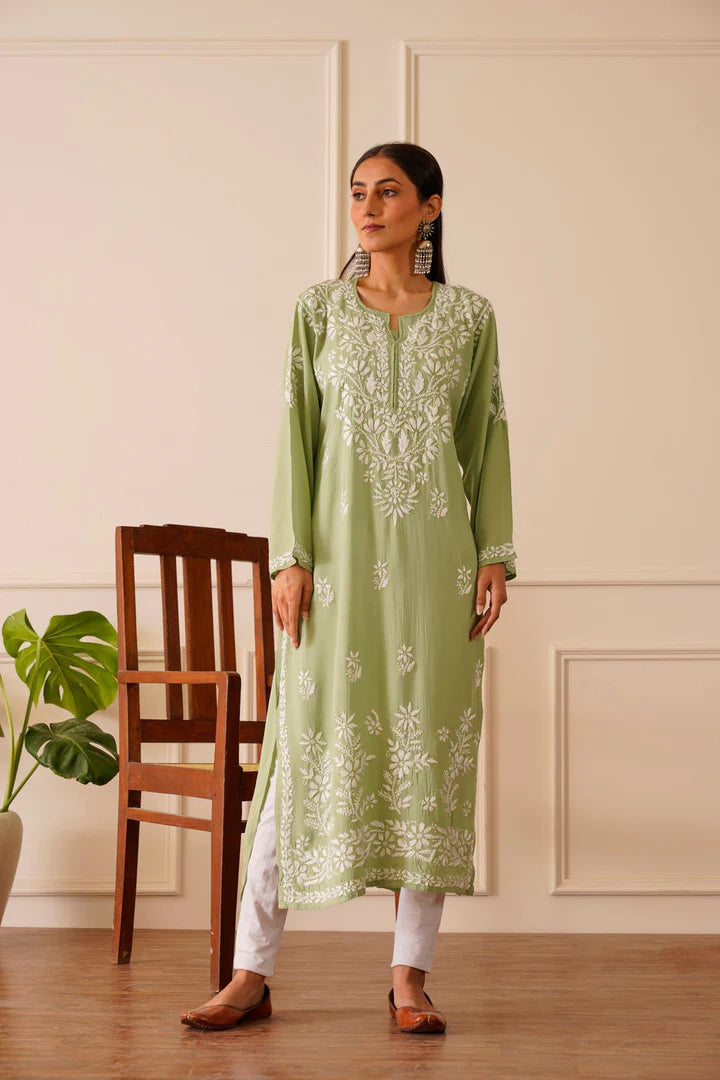 Ethnic Light green Modal Straight Kurta