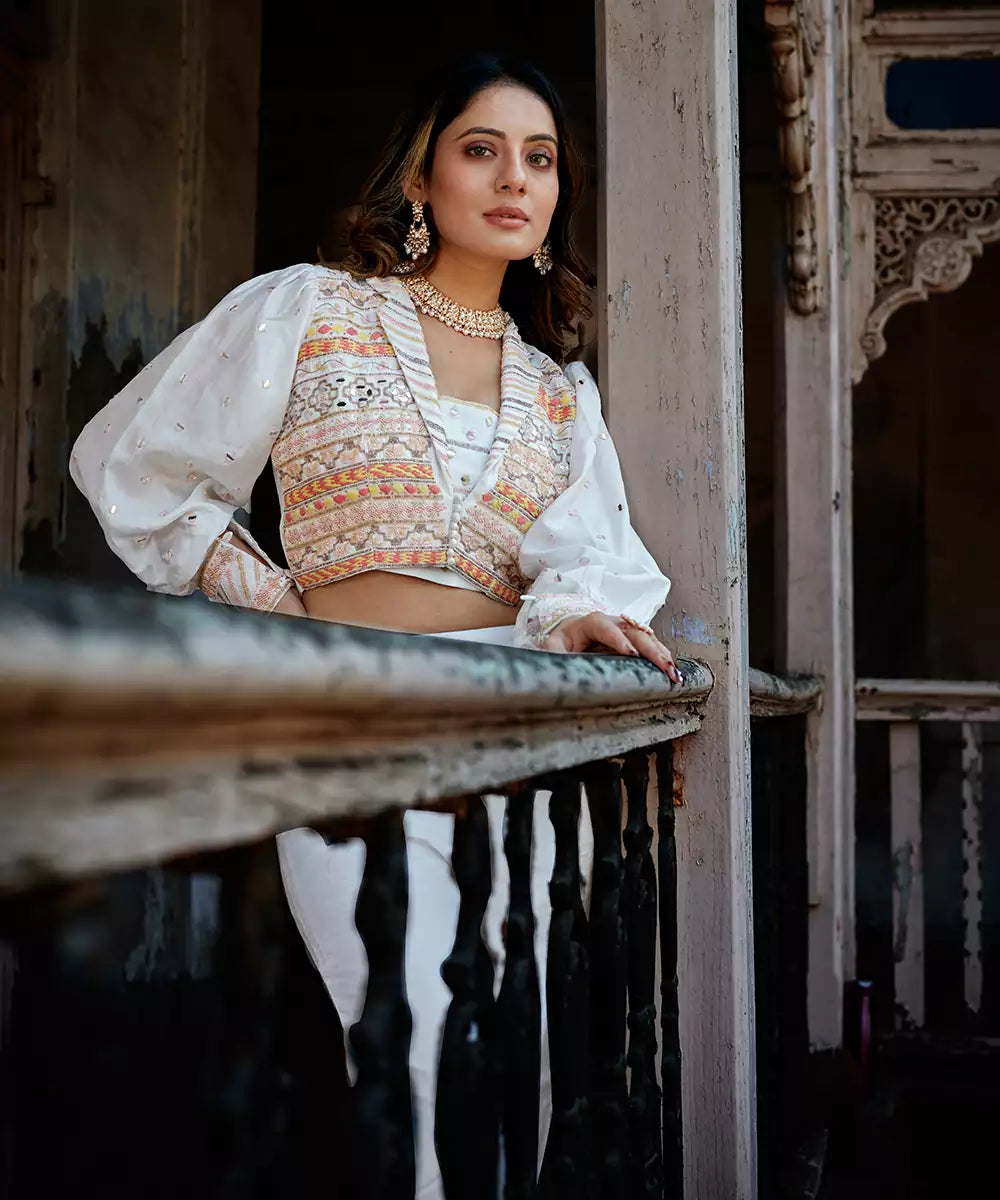 Leheriya White Layered Co Ord Set