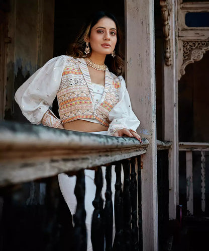 Leheriya White Layered Co Ord Set