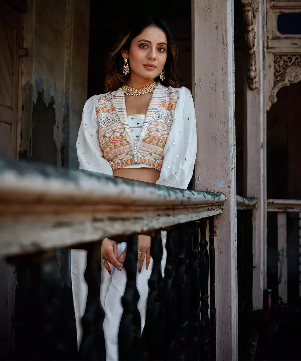 Leheriya White Layered Co Ord Set