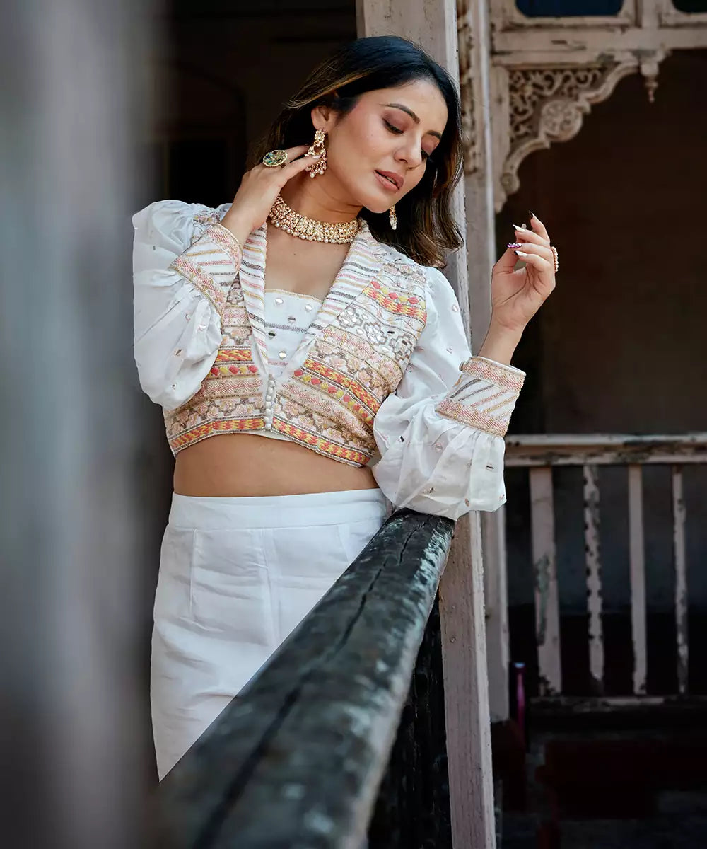 Leheriya White Layered Co Ord Set