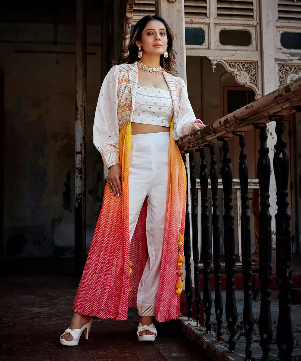 Leheriya White Layered Co Ord Set