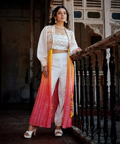 Leheriya White Layered Co Ord Set