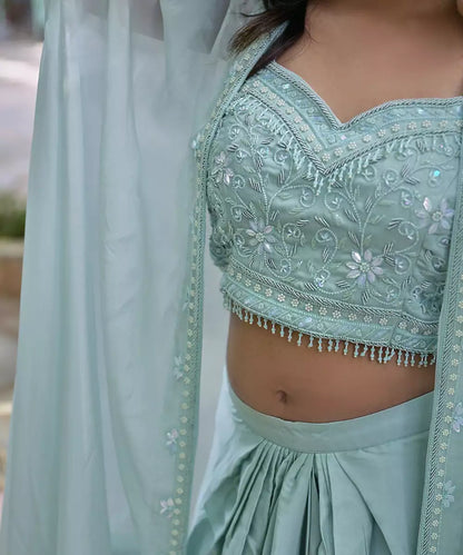 Blue Drape Skirt Set