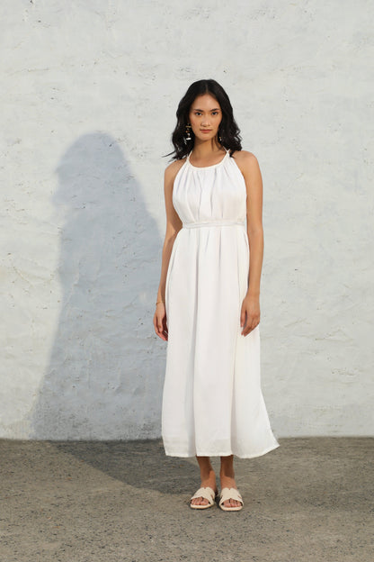 white reverie dress front pose 