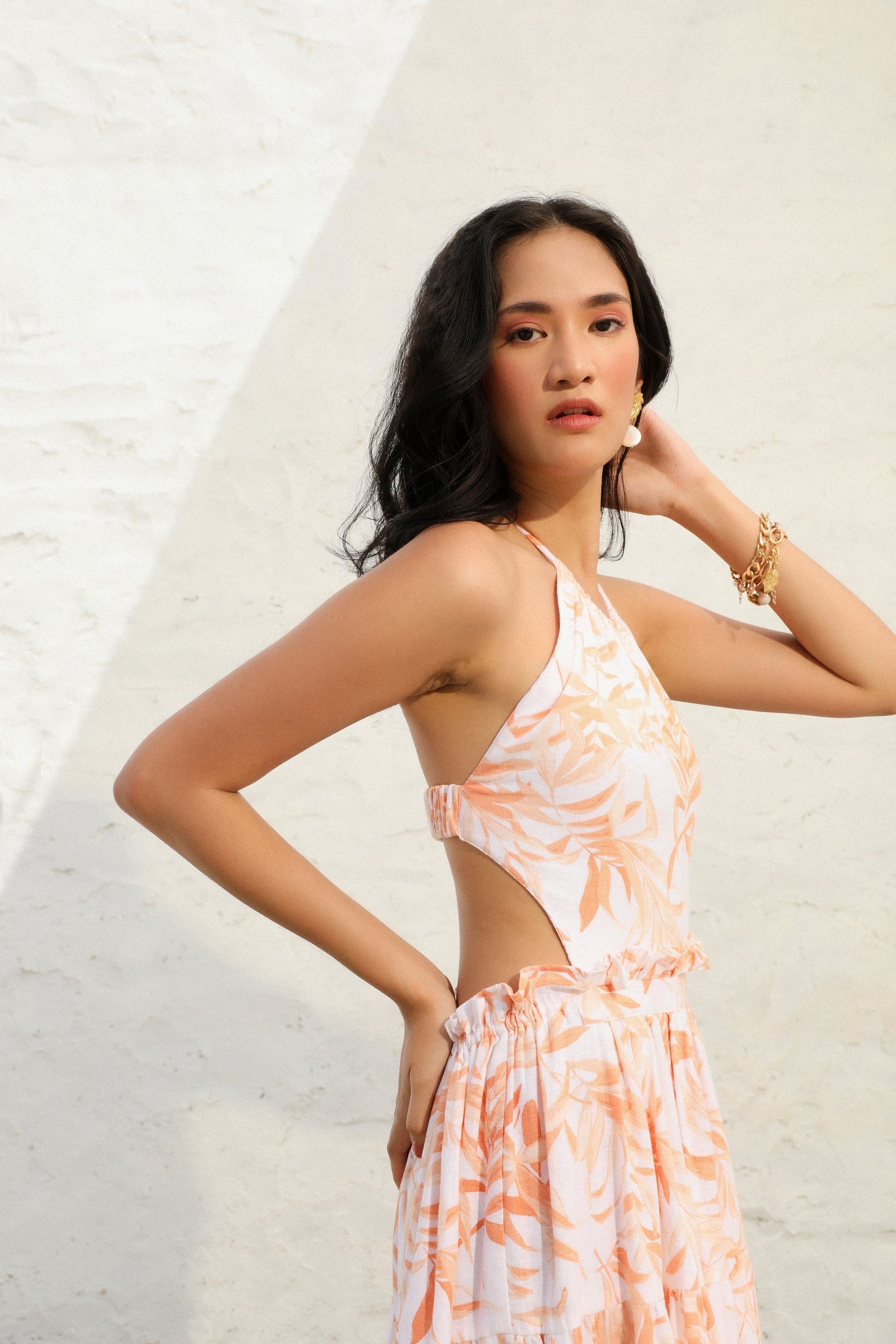 PEACH SUNSET DRESS side pose 